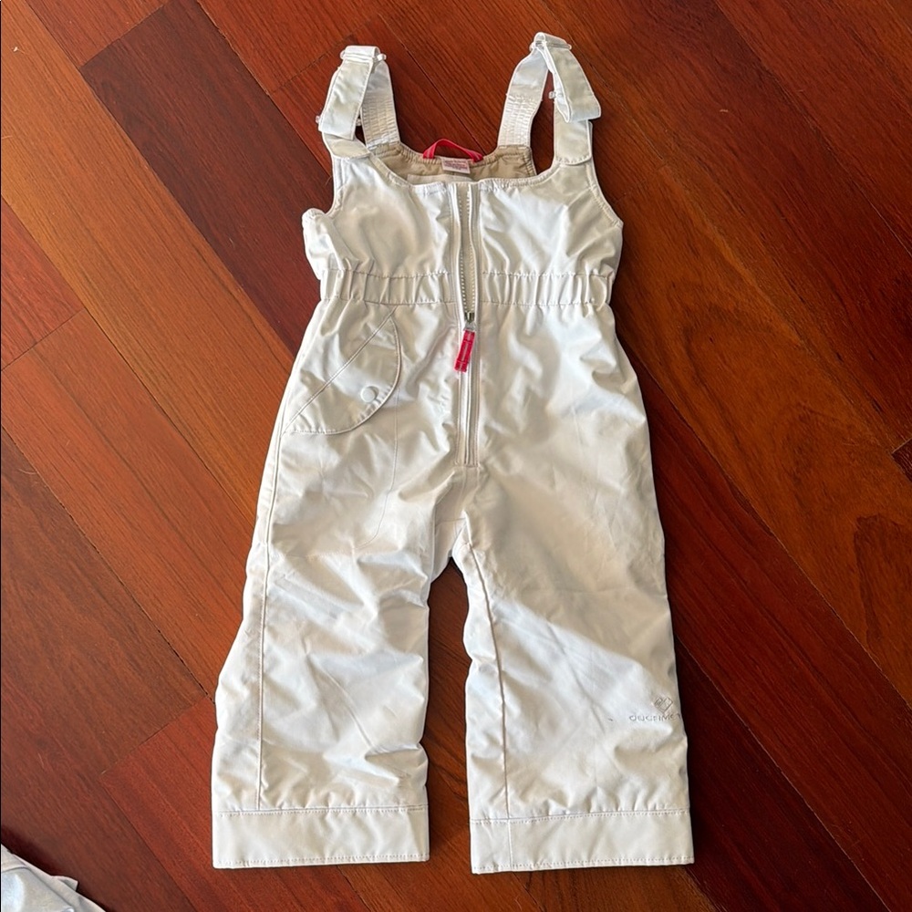 Obermeyer Cream-White Kids Snow Overalls with Adjustable Straps